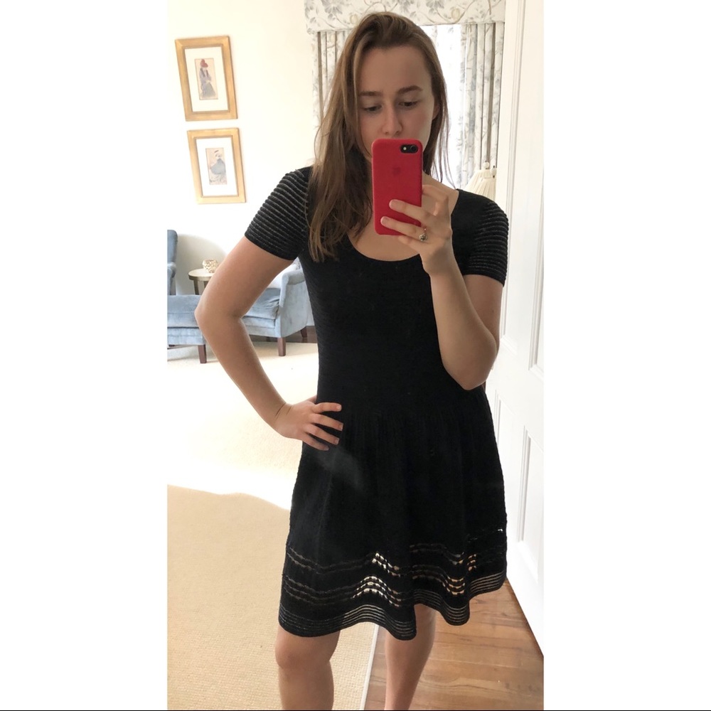 Sandro Rigolade Knit Mini Dress Black Metallic